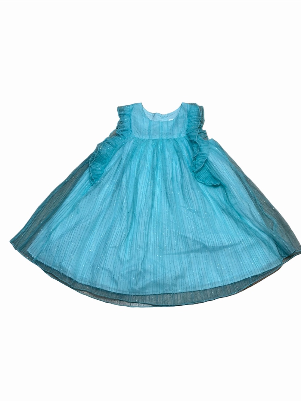 Cherokee Girls 3T Aqua Glitter Tulle Ruffle Party Dress Princess Formal